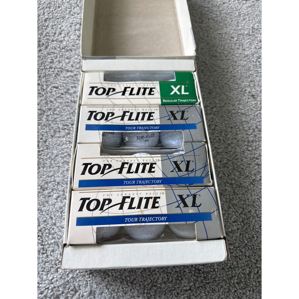 Top Flite XL Extra Long Golf Balls 12 Pack Vintage Spalding Zylin Cover New NOS